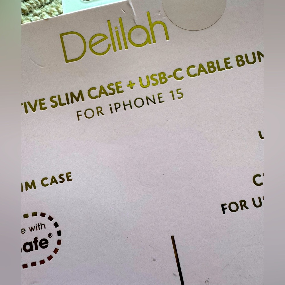 NEW! Delilah Orange Design Protective Slim Case + USB-C Cable for iPhone 15 - Picture 9 of 9